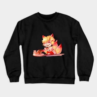 Tea time with a kitsune Crewneck Sweatshirt